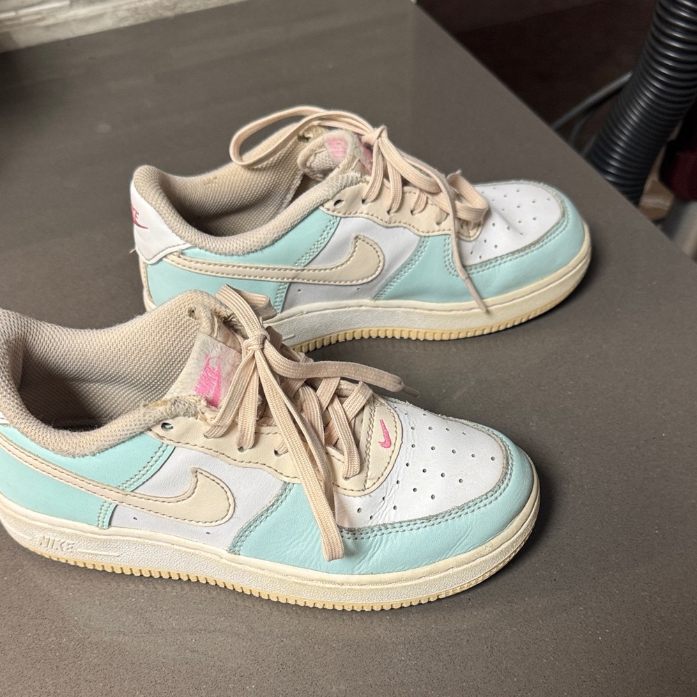 Nike Kids' White and Light Blue Sneakers